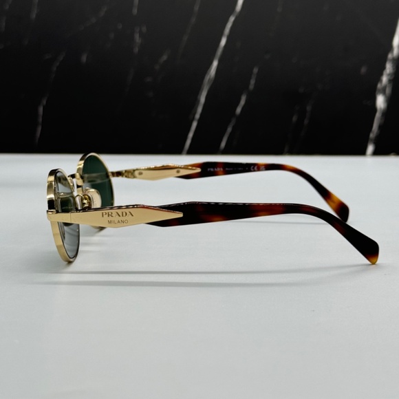 NEW SPR 65Z ZVN70L PRADA GOLD GREEN PR65ZS ZVN70L OVAL UNISEX SUNGLASSES - Picture 9 of 14
